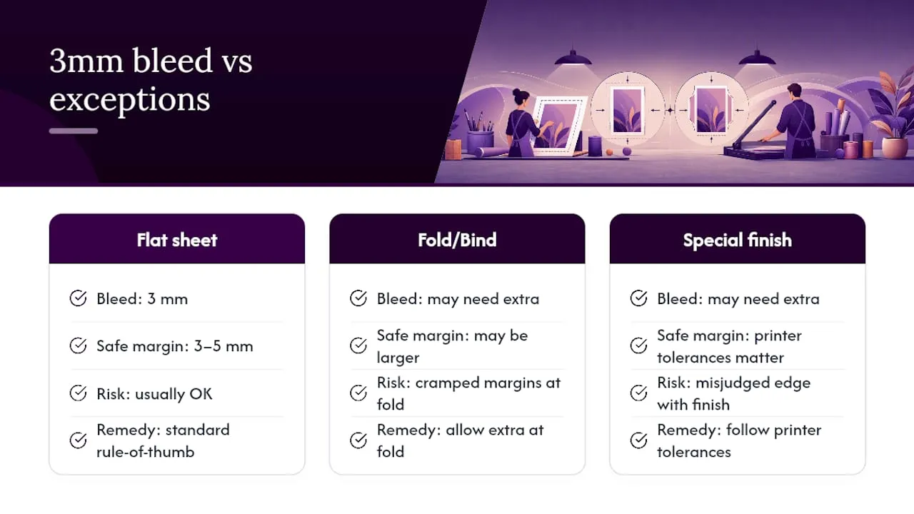Bleed rules and exceptions comparison diagram
