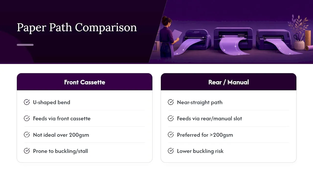 Comparison of curved and straight cardstock paths