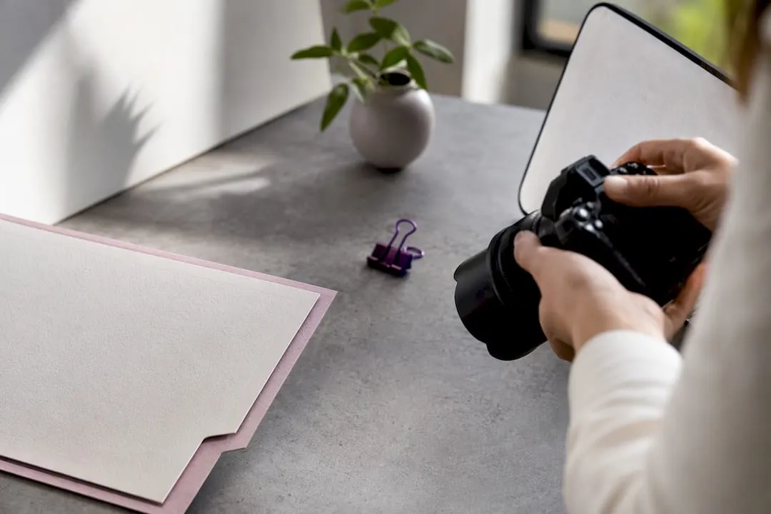Cropped handmade card photography setup