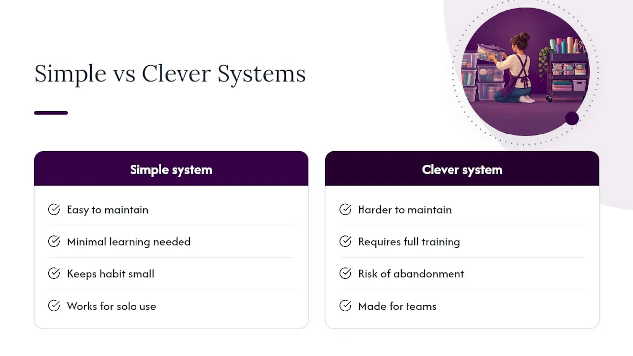 Why simple systems beat clever ones — overview diagram