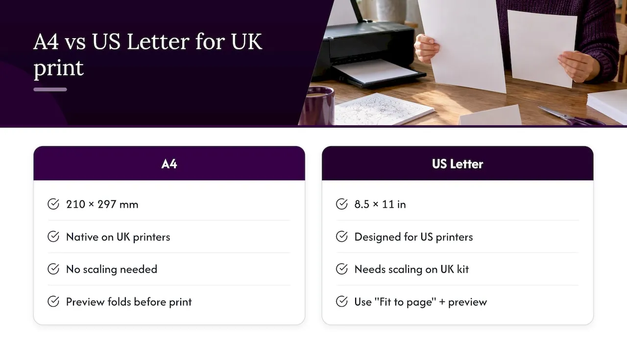 A4 and US Letter scaling comparison